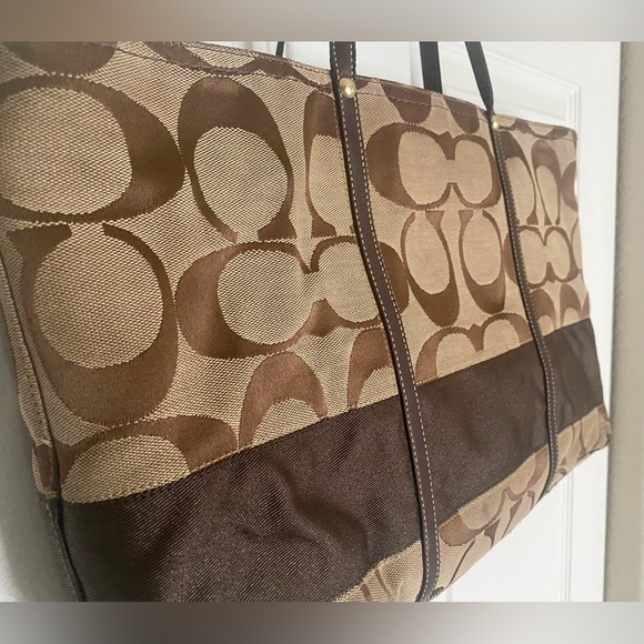 Coach Brown and Tan Canvas Tote Bag - Picture 3 of 14